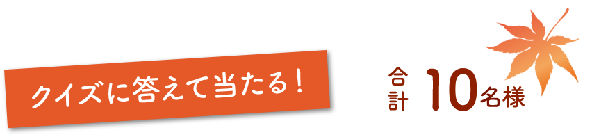 クイズに答えて当たる！合計10名様