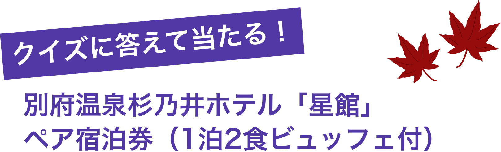 クイズに答えて当たる！別府温泉杉乃井ホテル「星館」ペア宿泊券（1泊2食ビュッフェ付）