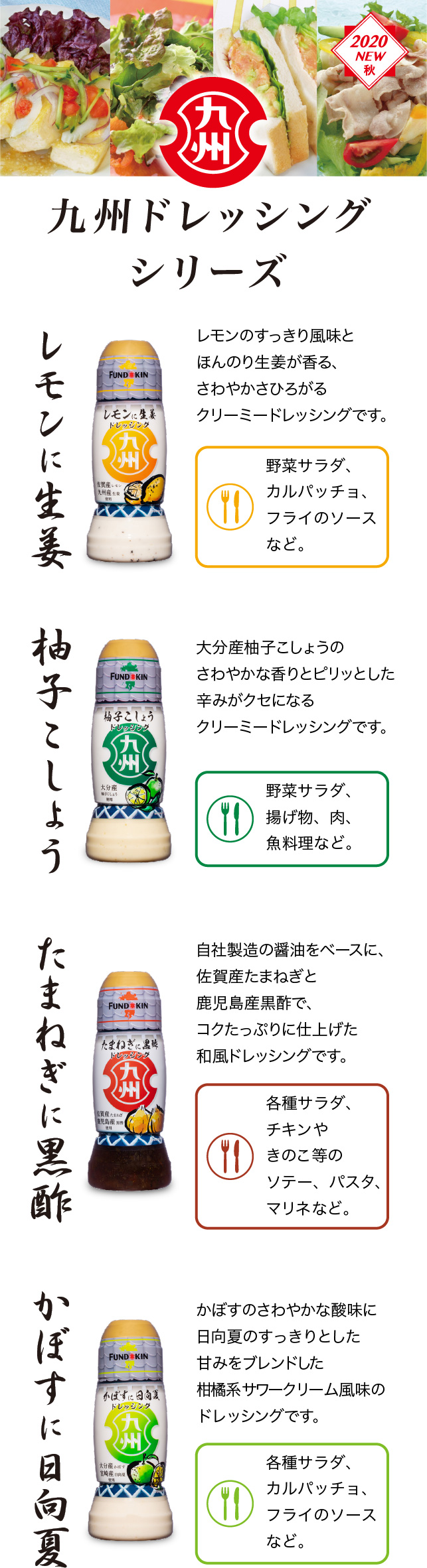 九州ドレッシングシリーズ 醤油 味噌 本物の味ひとすじ フンドーキン醤油 九州大分県臼杵 九州ドレッシングシリーズ 醤油 味噌 本物の味ひとすじ フンドーキン醤油 九州大分県臼杵