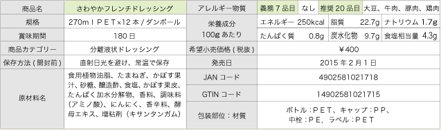 さわやかフレンチドレッシングの詳細情報