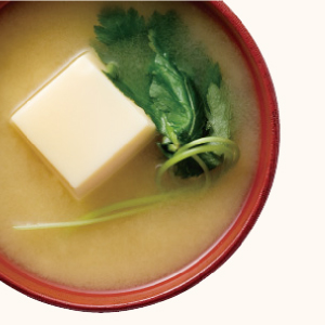 卵豆腐と三つ葉の味噌汁