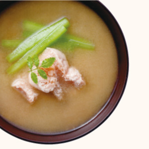 Japanese Butterbur, Cod Roe and Young Japanese Pepper Leaf Miso Soup