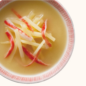 Shredded Potato and Imitation Crab Meat Miso Soup