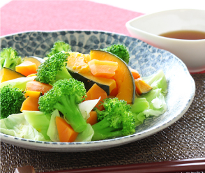 蒸し野菜サラダのぽん酢がけ