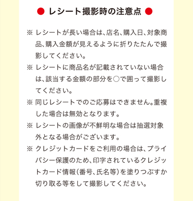 レシート撮影時の注意点