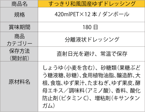 すっきり和風国産ゆずドレッシング