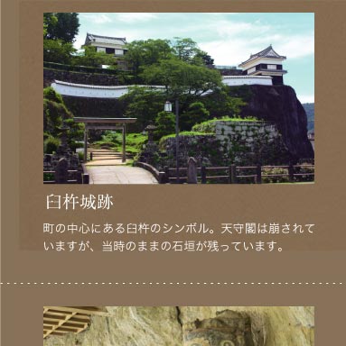 臼杵城跡。町の中心にある臼杵のシンボル。天守閣は崩されていますが、当時のままの石垣が残っています。